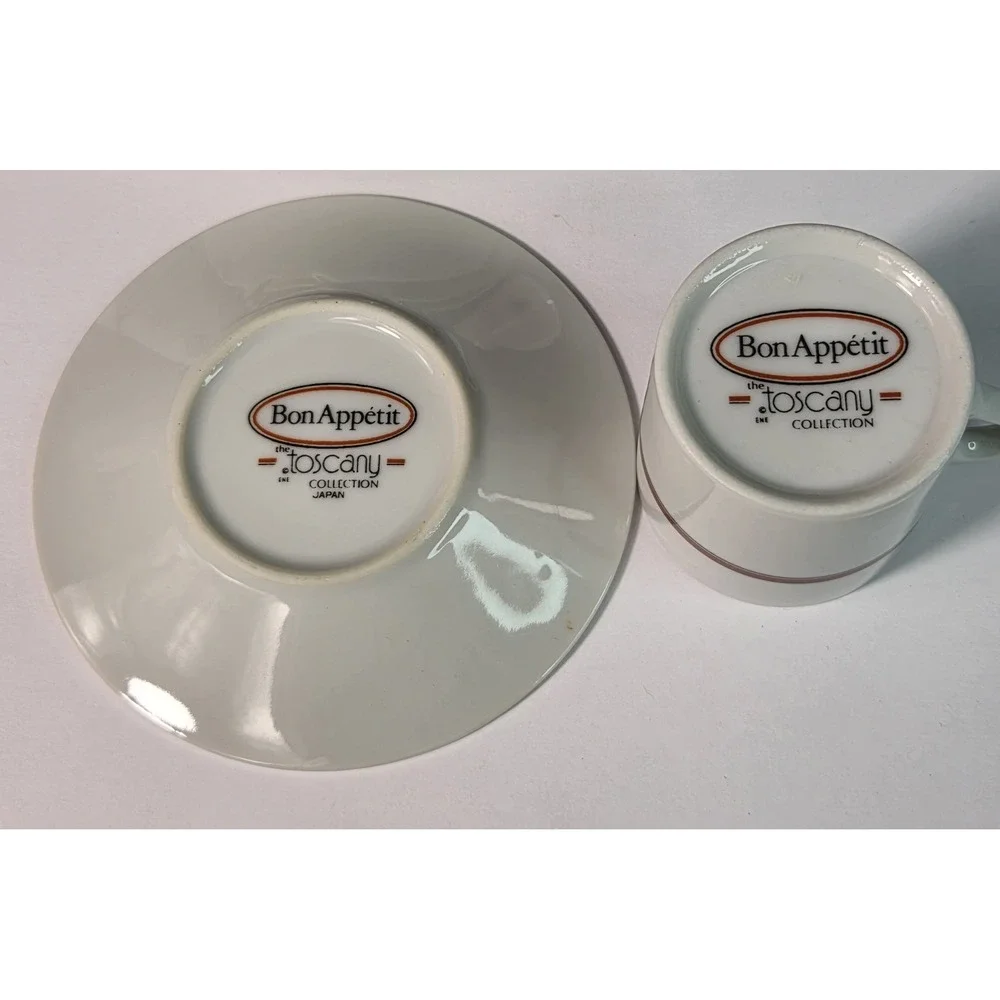 Bon Appetit Toscany Collection Espresso‎ Set 4 Demi-Tasse Cups Saucers Japan